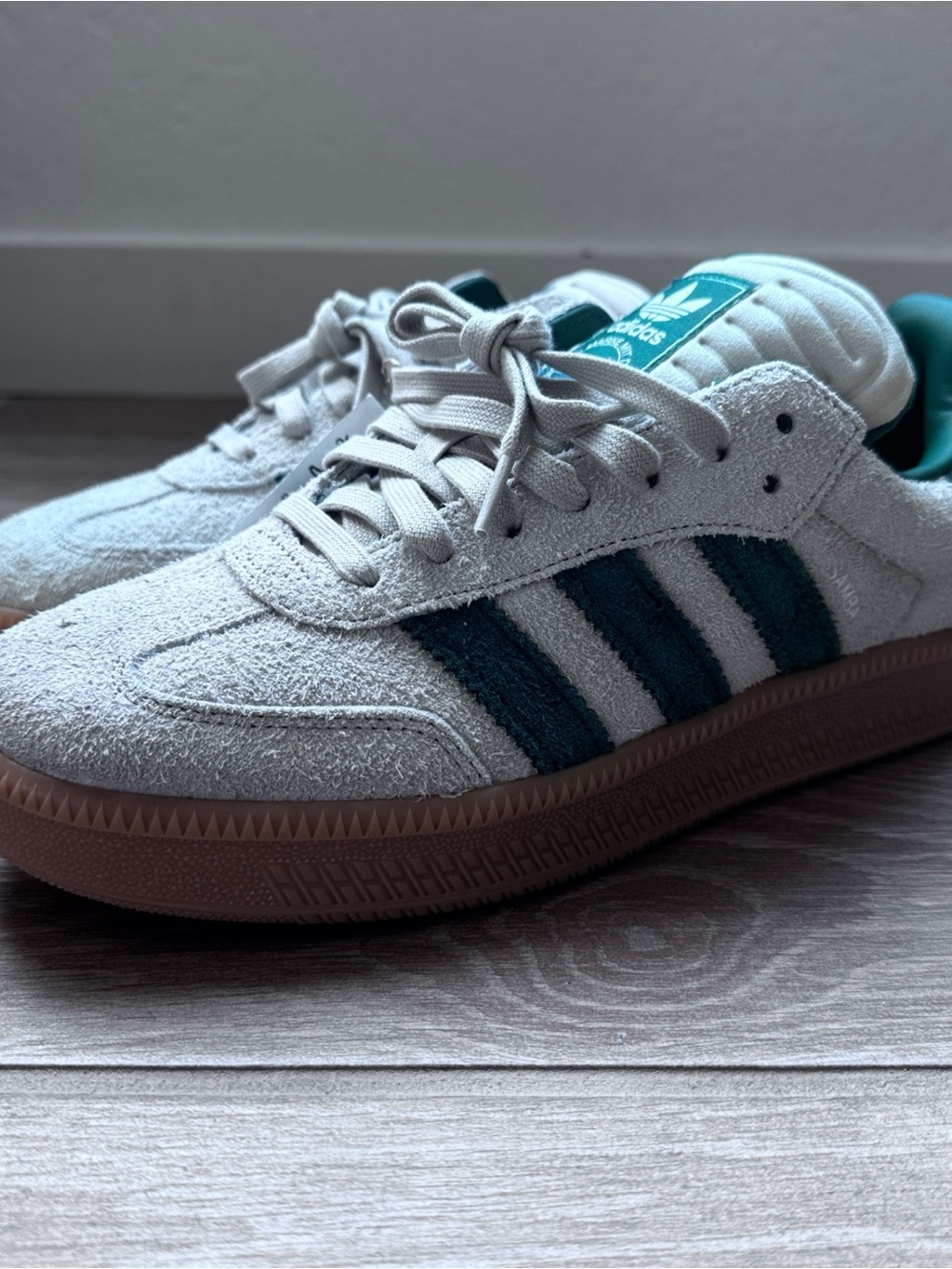 adidas Samba XLG Cream Suede with Dark Green Stripes and Gum Sole Size 10 - Picture 2 of 14